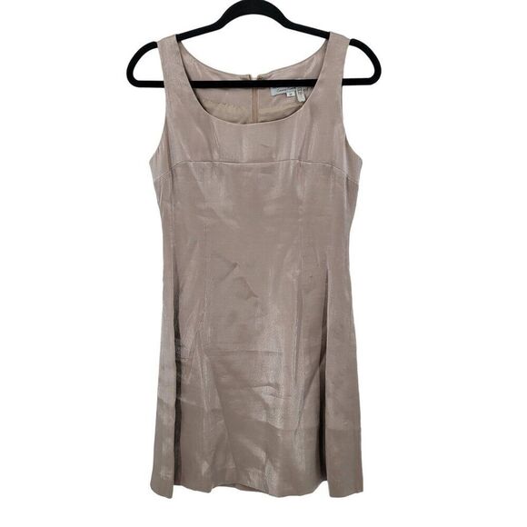 Vintage 80s Dress 6P Rose Gold Pink Cocktail Sleeveless Satin Sparkle Mini Glam - Picture 9 of 9